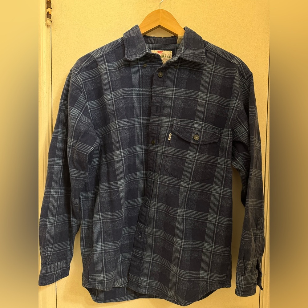 Levi’s Blue Plaid Heavy Flannel Button-up Jacket or Shirt